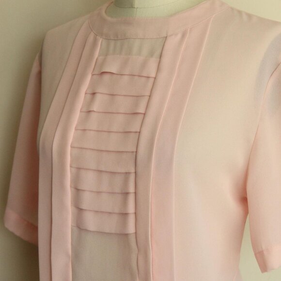 Vintage 1980s 1990s Blouse, Laura & Jayne Pink Pleated Shirt, Grandma Core - Picture 6 of 9